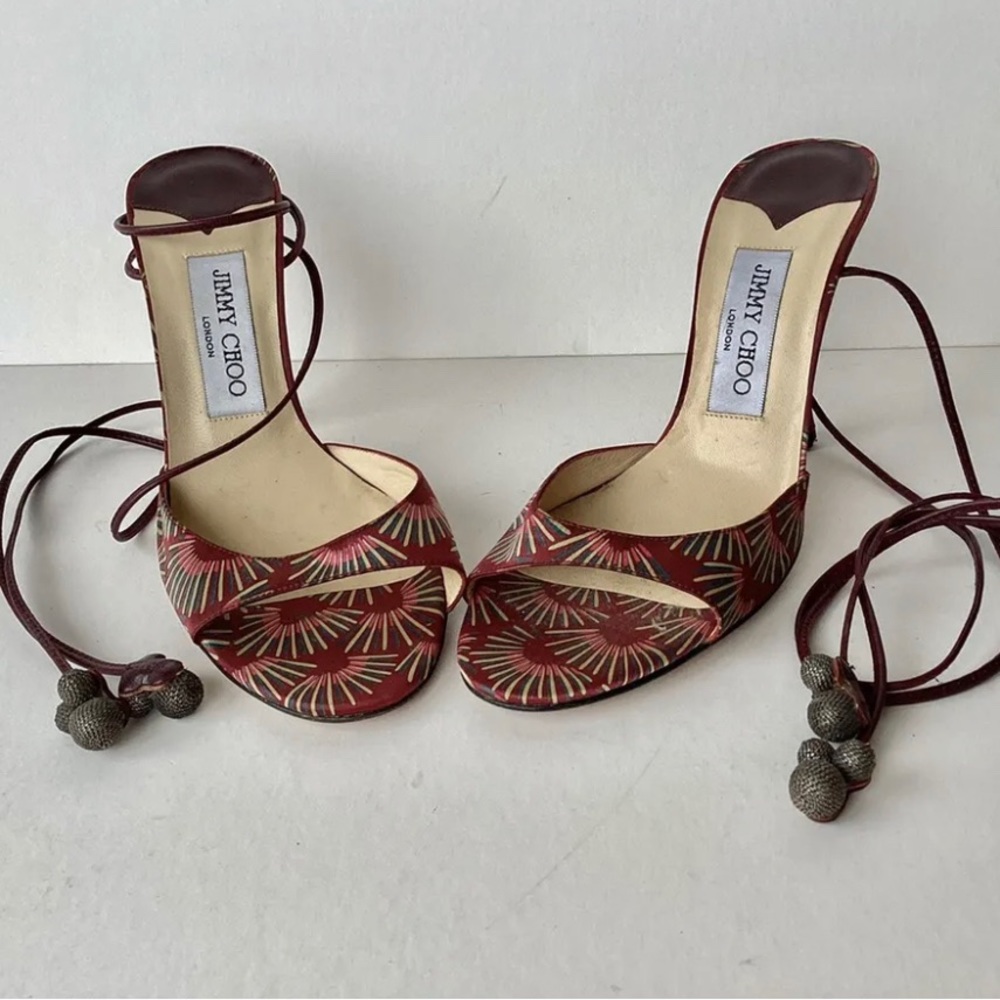 Jimmy Choo London Strappy Ankle Wrap Sandal Floral size 10 (41)